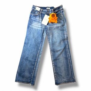 NWT Love Soho Denim Wide Leg Low Rise Jeans Acid Wash Blue Women's Size 15 jr
